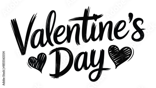 Valentine's Day Greeting: Expressing heartfelt sentiment, a handwritten Valentine's Day message is elegantly crafted with two charming heart icons, celebrating the essence of love and affection.