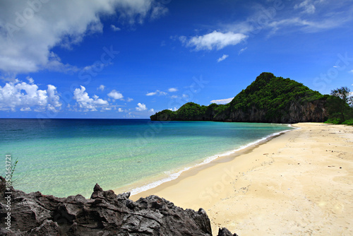 Scenic view clean and white sand beach at Thung Sang Bay in Pathio District. Chumphon, Thailand
