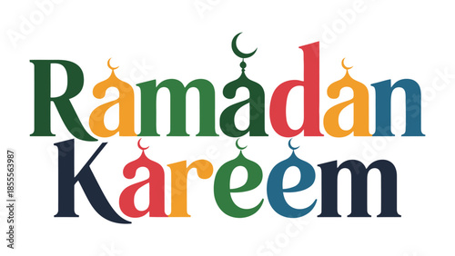 Ramadan Kareem: Vibrant Calligraphy Design for Islamic Holy Month Celebrations. Celebrating faith, spirituality and the spirit of Ramadan. 