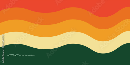 abstract background with curve and wave in layer of color from orange to dark green can be use for technolgy and energy company presentation advertisement food and drinking product label vector eps.