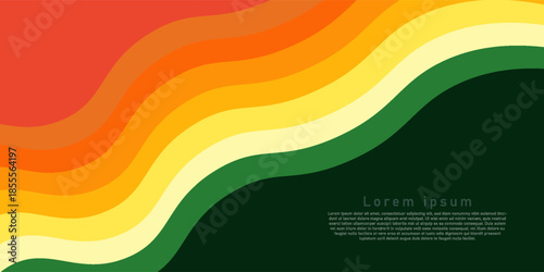abstract background with curve and wave in layer of color from orange to dark green can be use for technolgy and energy company presentation advertisement food and drinking product label vector eps.