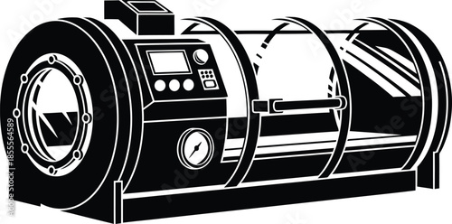 Hyperbaric oxygen therapy chamber icon for medical pressure treatment and wellness recovery health technology vector illustration isolated on a white background for design.
