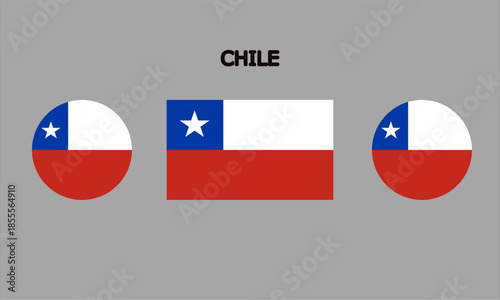 Free Download Flag of Chile country in high quality (rectangle and circle shape) - GFXLoad