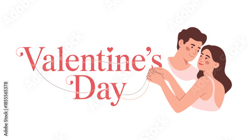 Valentine's Day Couple in love: a romantic illustration capturing a couple celebrating Valentine's Day. Featuring the couple, symbol of love and togetherness.