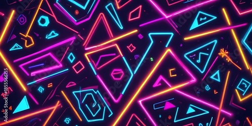 Neon sign with many different shapes and colors