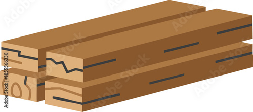 Stack of Wooden Planks with Dovetail Joints.