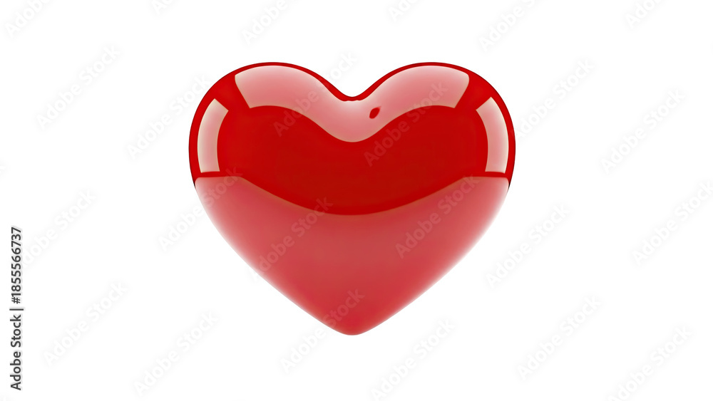 Fototapeta premium 3D Glossy red heart shape transparent background