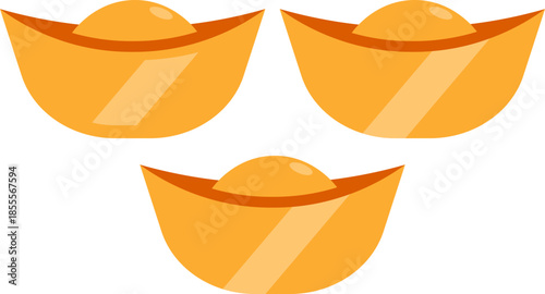 Minimalist Flat Golden Ingot Traditional Asian Symbol Prosperity Illustration