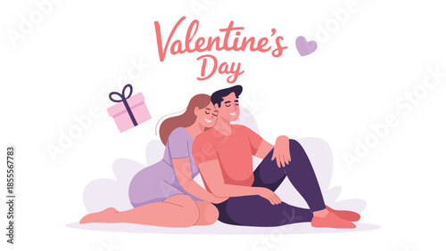 Valentine's Day Love: Embrace the magic of Valentine's Day as a loving couple celebrates their connection, a symbol of affection, romance, and a perfect gift exchange.