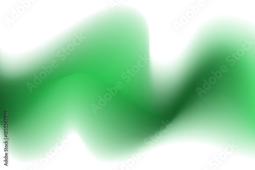 Abstract Christmas green wave form, blurred gradient texture, isolate design element. Fluid emerald green watercolor brushstroke blurry shape. Aesthetic flowing lights decoration.