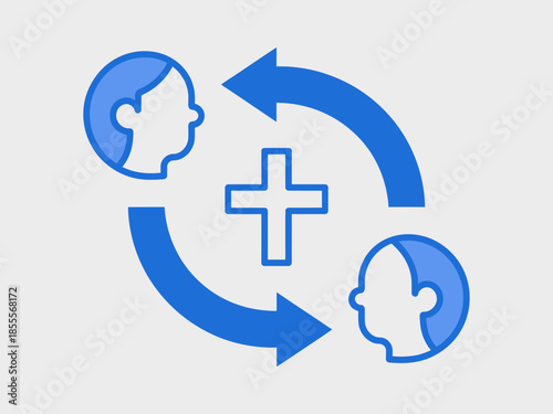 Simple graphic representation of partnership and collaboration between two individuals.