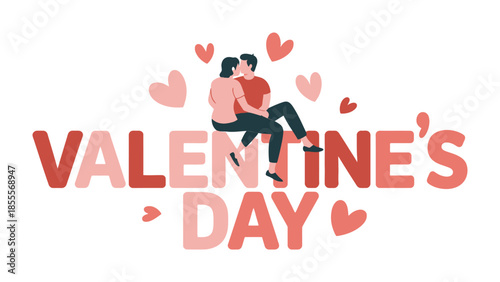 Valentine's Day Greeting: Embrace the spirit of love as two figures cuddle, symbolizing romance and affection. A delightful scene for Valentine's Day.