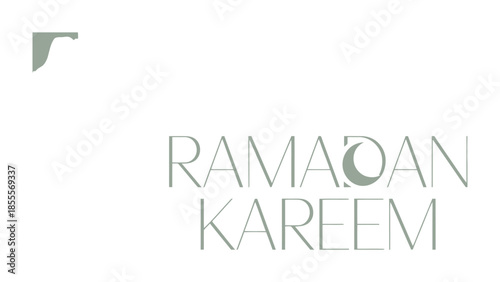 Ramadan Kareem: A minimalistic design with the words Ramadan Kareem in elegant typography, accompanied by a crescent moon.