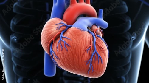 Human heart anatomy medical illustration cardiology and cardiovascular health concept