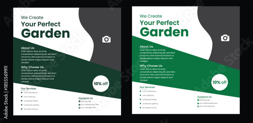 Organic food and agriculture service for social media cover or post design template, modern lawn mower garden, or landscaping service with green gradient Lawn and garden service social media post and 