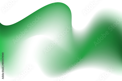 Abstract Christmas green wave form, blurred gradient texture, isolate design element. Fluid emerald green watercolor brushstroke blurry shape. Aesthetic flowing lights decoration.