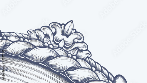 Intricate flat vector abstract fantasy composition with gracious ornamental design elements