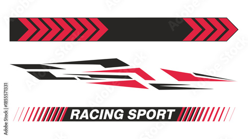 Racing car stripe graphics vector set, featuring sleek automotive decals, sport lines, car wrap stickers, high-speed racing designs