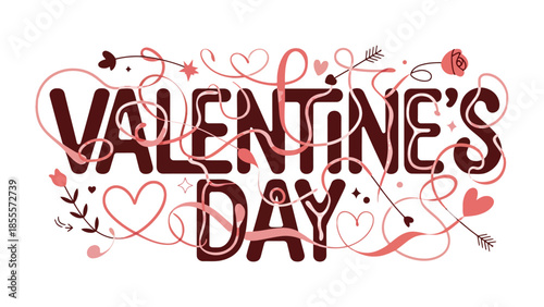 Valentine's Day Artistic Composition: A visually stunning design with romantic flair, blending calligraphy and artistic elements to celebrate the day of love.