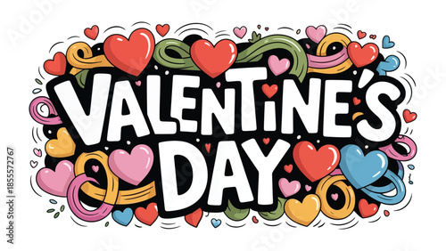 Valentine's Day Illustration: A colorful and whimsical illustration, the central focus of the artwork, conveying a joyful celebration of love, with its eye-catching design.