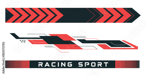 Set modern car stripes design, featuring racing car stripes, racing line sticker designs, graphic sport decals