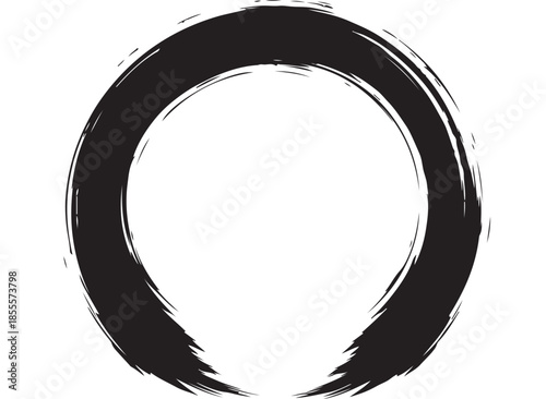 Tableau sur toile A loosely drawn, organic black circle with visible brushstrokes and imperfect te
