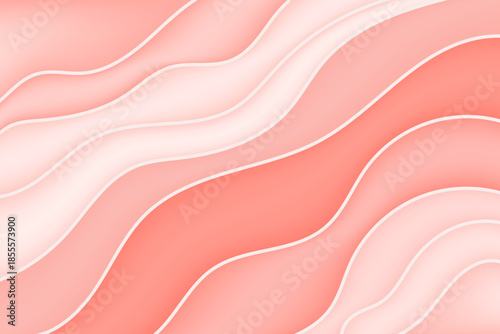 Aesthetic nude pink 3D waves texture background. Abstract wavy backdrop. Groovy anime stripes pattern with gradient texture. Elegant curvy liquid shapes.