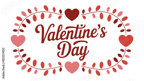 Valentine's Day Emblem: A charming Valentine's Day emblem featuring a beautiful heart shape and a delicate floral design, celebrating love and affection. 