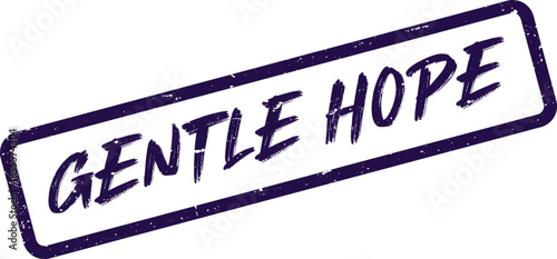 Purple distressed rectangular stamp with GENTLE HOPE text expressing optimism and tenderness