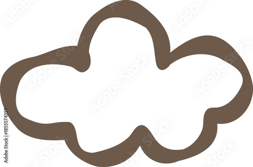 Hand Drawn Brown Cloud Outline Accent Illustration