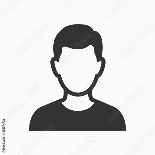 Minimalist male avatar placeholder icon with head and shoulders