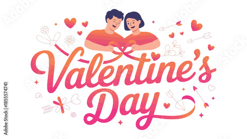 Valentine's Day Couple in Love: A vibrant illustration of two figures, symbolizing love, intertwined with the celebration of Valentine's Day.