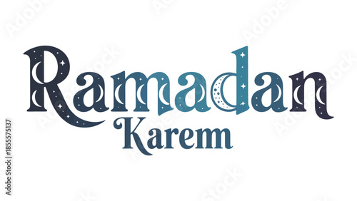 Ramadan Kareem: A serene illustration embodying the spirit of Ramadan Kareem, with elegant typography and crescent moon motifs. It invokes a sense of peace and reflection.
