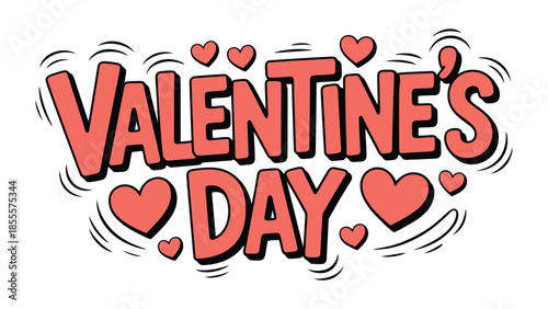 Valentine's Day Icon: A vibrant Valentine's Day graphic featuring stylized text and heart symbols, conveying love and affection