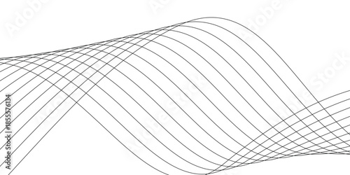 Black and white abstract lines background with circles and 3D pattern design