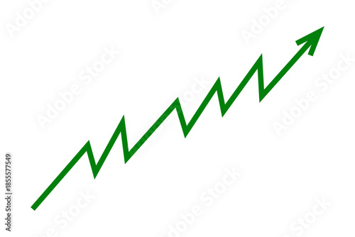 Green upward line arrow graph chart moving up concept of stock market business growth, financial profit, business trend, company growth. Business grow up sign. Vector illustration.