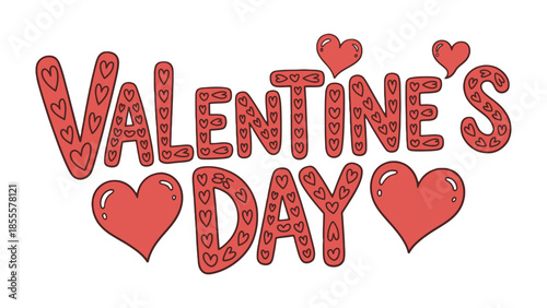 Valentine's Day Design: A charming valentine's day design with Valentine's Day text embellished with hearts, symbolizing love and affection for a perfect design.