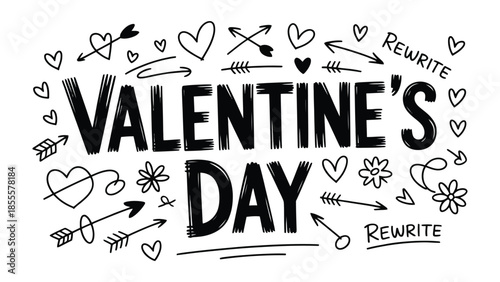 Valentine's Day Doodle Art: A delightful and romantic doodle-style artwork captures the spirit of Valentine's Day, featuring whimsical elements like hearts, arrows, and handwritten text. 