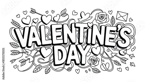Valentine's Day Illustration: A charming, hand-drawn illustration dedicated to the beloved day, filled with iconic elements that capture the spirit of love and affection.