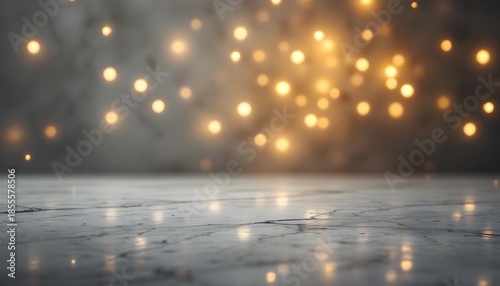 Elegant cinematic composition showing subtle glowing fireworks over smooth gradient stone background refined muted gold and grey tones sophisticated integrated 2026