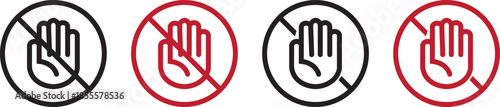 Don't touch vector icons set. Do not enter sign with hand