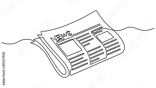 One line drawing of a stack of news newspapers. Continuous one line drawing Stack of news newspapers. Single line drawing illustration of News newspapers. Breaking news concept vector. Editable stroke