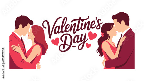 Valentine's Day Couple in love: a couple, embrace and share a tender moment, symbols of love and affection. celebrate Valentine's Day.