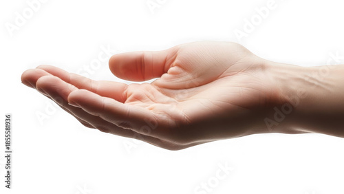 Outstretched hand offering isolated on transparent background