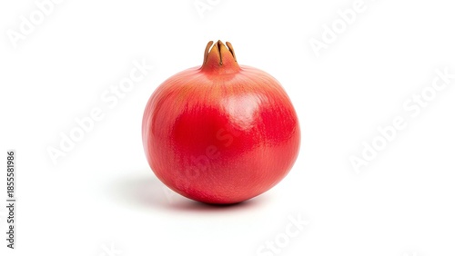 Bright Red Pomegranate on White Background - Fresh Fruit