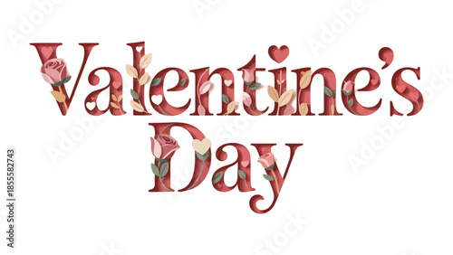 Valentine's Day Greeting: Expressing love and affection through a creatively designed composition of floral elements, conveying the spirit of romance.