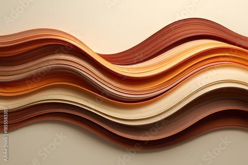 Vibrant wavy paper layers in warm orange hues