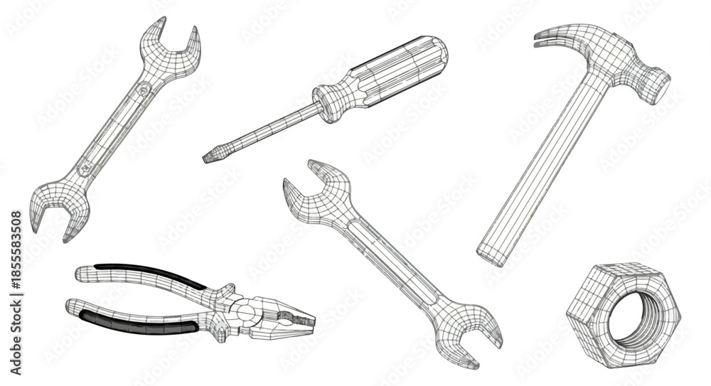 Naklejka premium Assortment of hand tools on black background for construction and repair