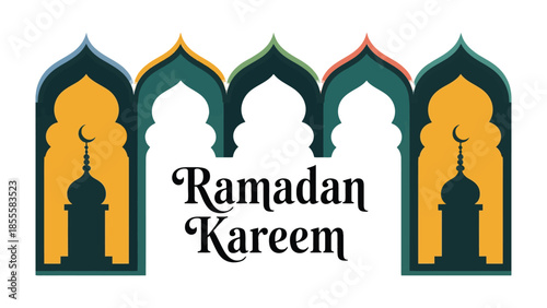 Ramadan Kareem: A festive and spiritual design that captures the spirit of the holy month. Featuring the iconic crescent moon and intricate architectural details.