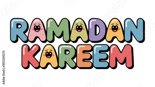 Ramadan Kareem Cartoon: A vibrant, colorful cartoon celebrating Ramadan Kareem with playful lettering, spreading joy and the spirit of the holy month.